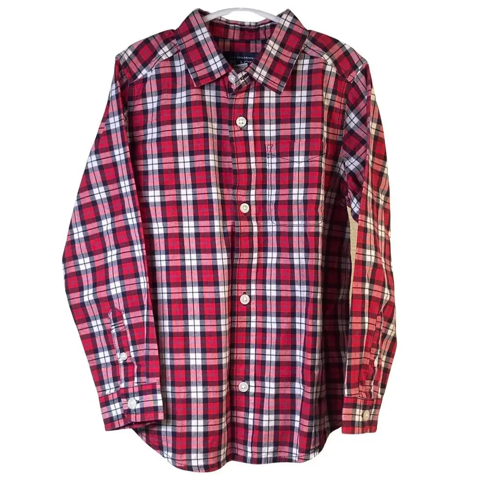 The Children's Place Toddler Boys Plaid Button Down Shirt Red Size 5T NWT